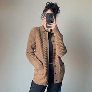 CLUB MONACO 100% Wool Cable Knit Grandpa Cardigan with Pockets
